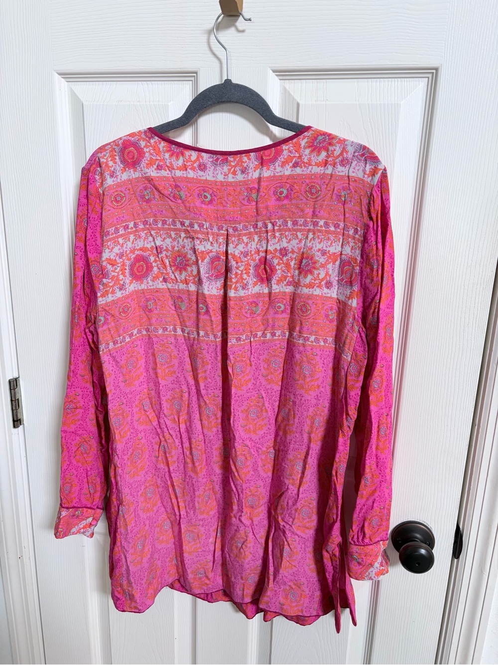 Soft Surroundings Pink Paisley Embroidered Boho Tunic, Boho, Size XL, - Picture 5 of 7